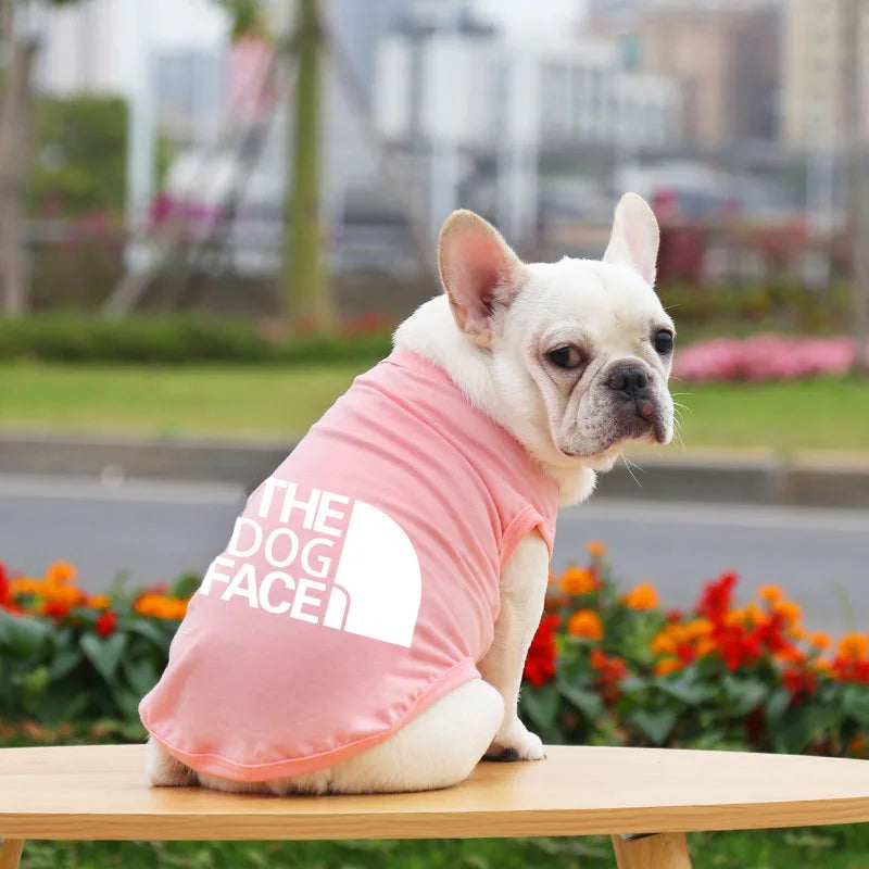 The Dog Face Pet Dog Vest Sweatshirt, Spring Summer Small and Medium Chihuahua French Bulldog Pure Cotton T-shirt Puppy Clothes