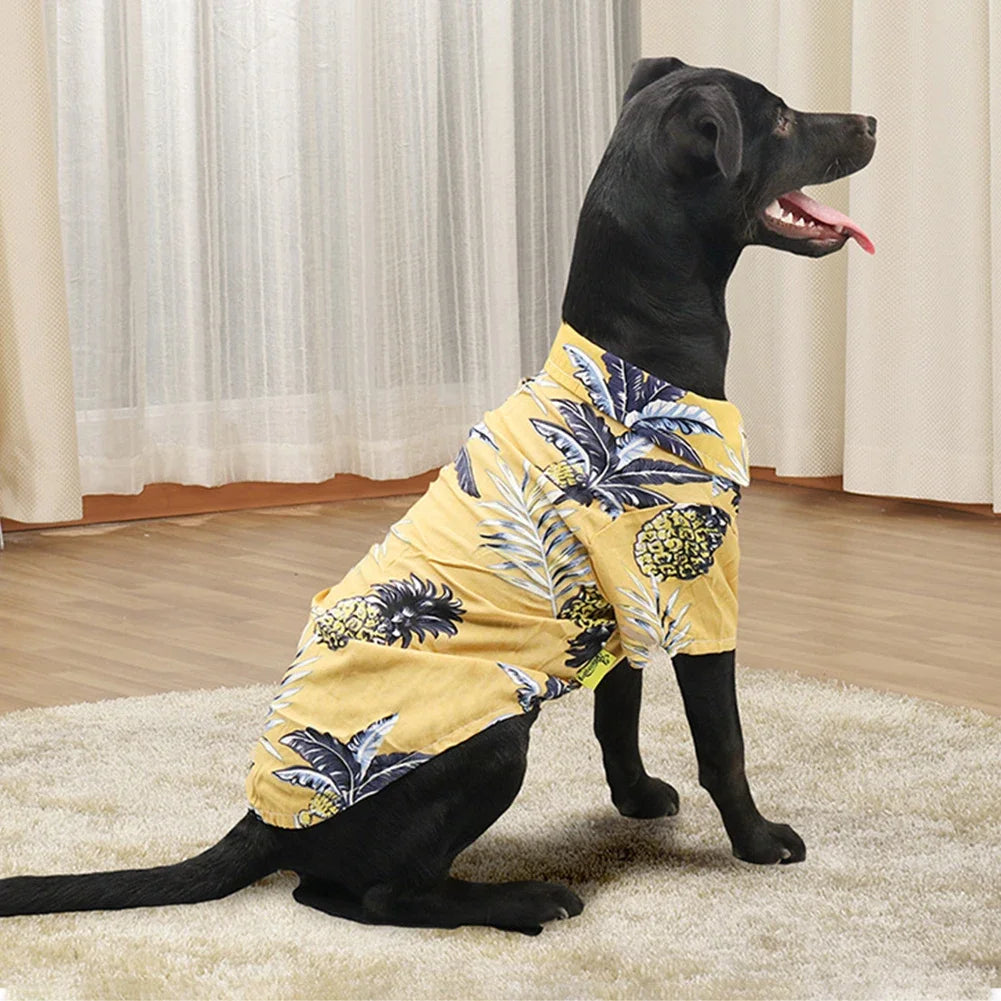 Summer Dog Clothes Cool Beach Hawaiian Style Dog Cat Shirt Short Sleeve Coconut Tree Printing New Fashion Gift For Pet