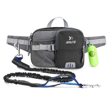 Retractable Hands Free Dog Leash with Adjustable Waist Bag Phone Pouch Water Bottle Holder Reflective for Running Walking