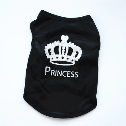 Cool Crown Pattern Princess Clothing for Small Dogs Dog Cat Shirt Puppy Vest Puppy Tee Shirt Summer Clothes Tank Top Pet Apparel