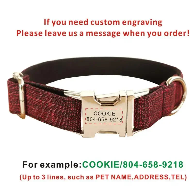 Personalized Dog Collar Customized Pet Collars Free Engraving ID Nameplate Tag Pet Accessory Suit Fiber Puppy Collars Leash