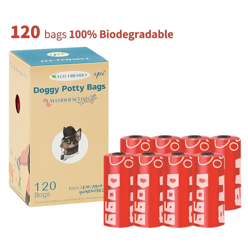 15PCS/ Roll Biodegradable Dog Poop Bags Bulk Biobase Scented Poo Bag Degradable Cat Waste Bags Dog Poop Bag Dispenser