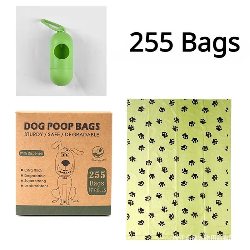 15PCS/ Roll Biodegradable Dog Poop Bags Bulk Biobase Scented Poo Bag Degradable Cat Waste Bags Dog Poop Bag Dispenser