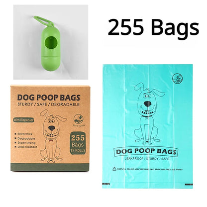 15PCS/ Roll Biodegradable Dog Poop Bags Bulk Biobase Scented Poo Bag Degradable Cat Waste Bags Dog Poop Bag Dispenser