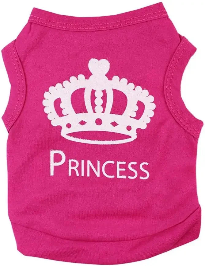 Cool Crown Pattern Princess Clothing for Small Dogs Dog Cat Shirt Puppy Vest Puppy Tee Shirt Summer Clothes Tank Top Pet Apparel