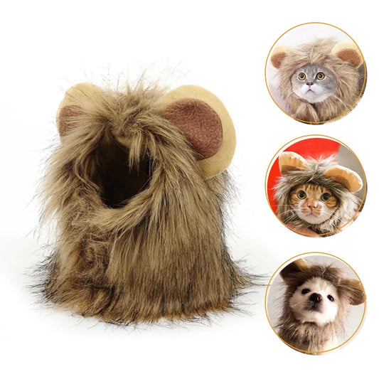 Cute Lion Headgear Cat Hat Mane Wig for Dogs and Cat Small Dog Pet Cat Decor Accessories Lion Wig Fancy Hair Cap Pet Supplies