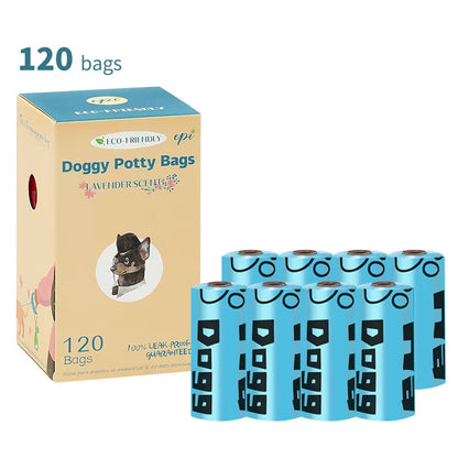 15PCS/ Roll Biodegradable Dog Poop Bags Bulk Biobase Scented Poo Bag Degradable Cat Waste Bags Dog Poop Bag Dispenser