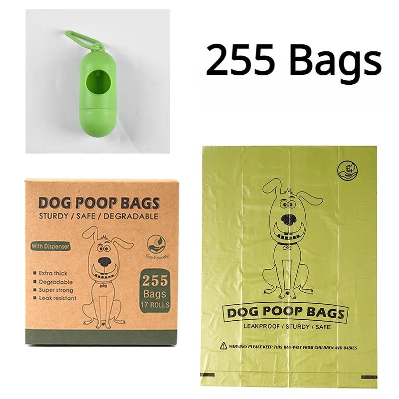 15PCS/ Roll Biodegradable Dog Poop Bags Bulk Biobase Scented Poo Bag Degradable Cat Waste Bags Dog Poop Bag Dispenser