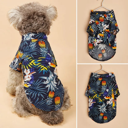 Summer Dog Clothes Cool Beach Hawaiian Style Dog Cat Shirt Short Sleeve Coconut Tree Printing New Fashion Gift For Pet