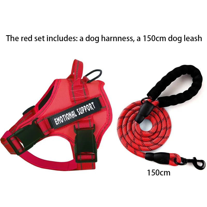 Dog Harness Emotional Support Pet Vest Harness Reflective Breathable and Adjustable No-Pull  Dog Harness